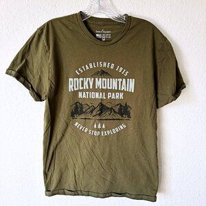Rocky Mountain National Park Colorado Olive Graphic Tee Shirt M